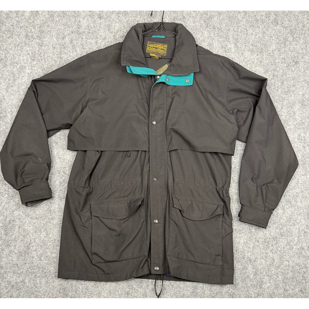 Vintage Eddie Bauer Gore-Tex Mountain Parka Jacket Mens Large Tall Black Teal
